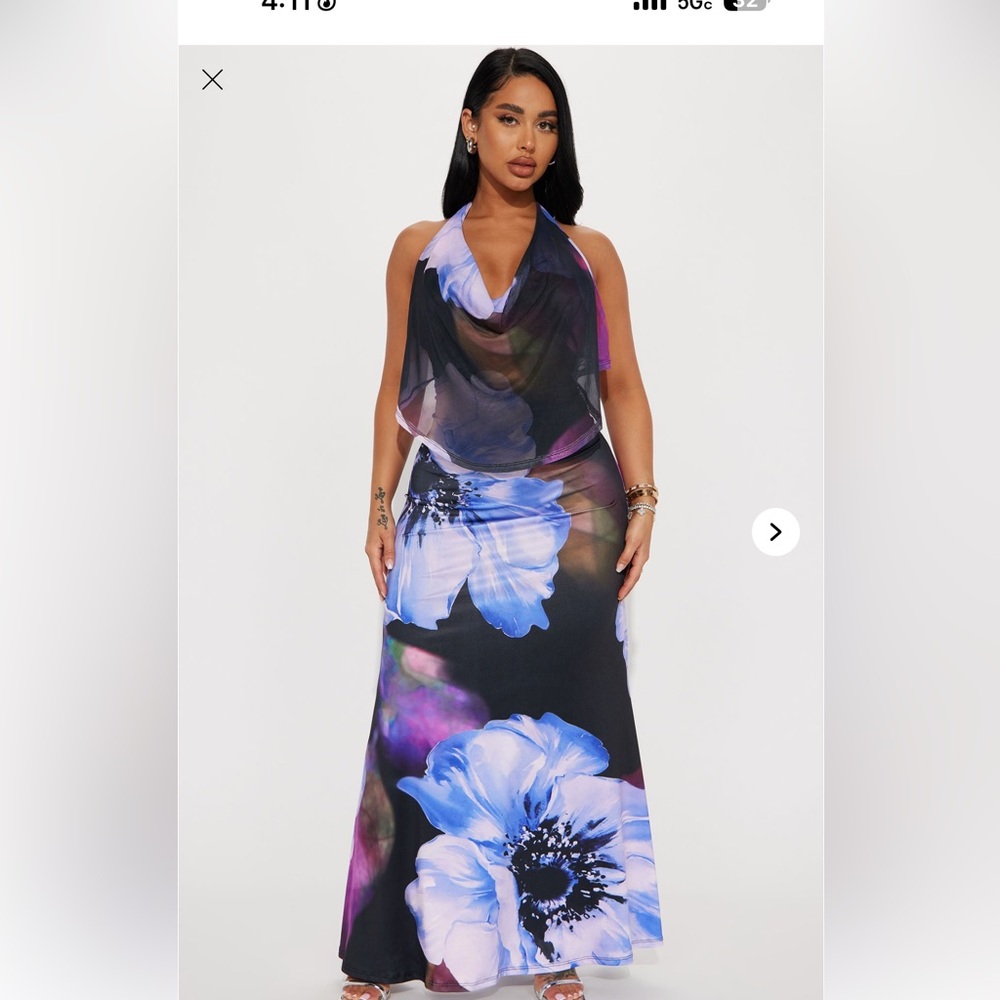Fashion Nova Blooming Printed Maxi Dress